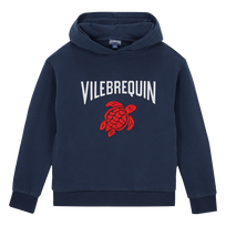 Boys Embroidered Logo Hoodie Sweatshirt Navy front view