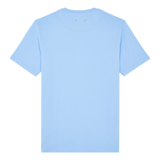 Camiseta de algodón orgánico de color liso para hombre Flax flower vista trasera