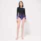 Costume intero donna rash guard a maniche lunghe Hot Rod 360° - Vilebrequin x Sylvie Fleury Nero vista frontale indossata
