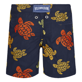Boys Embroided Swim Shorts Ronde des Tortues Navy back view