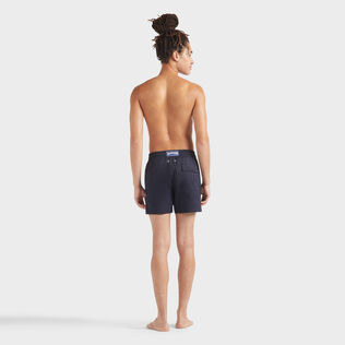 Men Stretch Short Swim Shorts Placed Starlette Navy back worn view