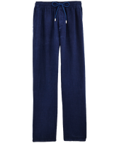 Pantalón de lino liso para hombre Azul marino vista frontal