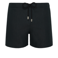 Bermudas de lino cortas para hombre Negro vista frontal