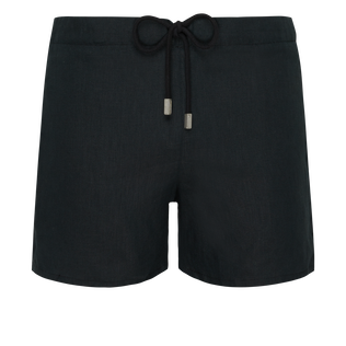 Bermudas de lino cortas para hombre Negro vista frontal