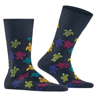 Men Socks Rondes des Tortues Multicolores - Vilebrequin x Falke Midnight blue details view 1