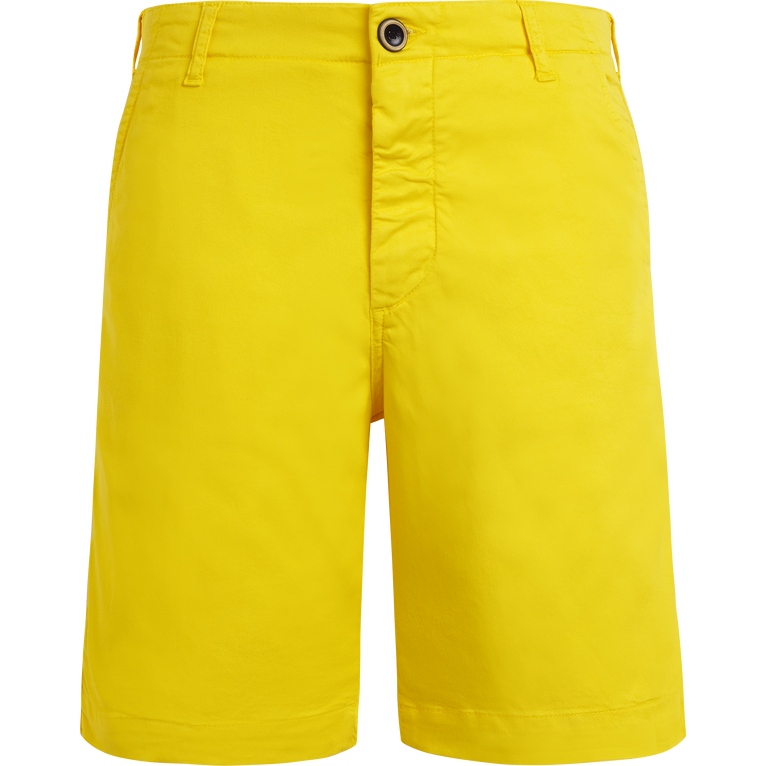 Men Tencel Bermuda Shorts Solid - Ponche - Gelb