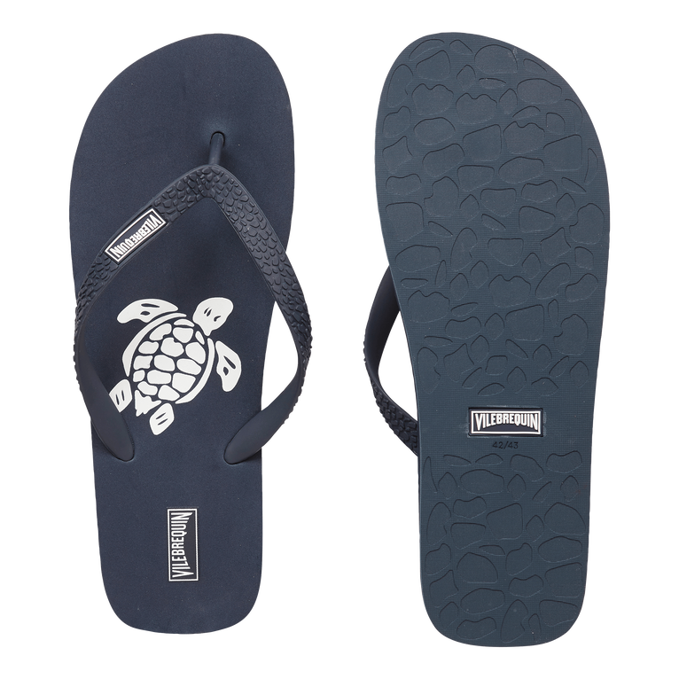 Men Beach Flip Flops Turtle - Copp - Blue