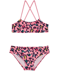 Bañador de dos piezas con estampado Turtles Leopard para niña Caramelo vista frontal