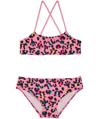 Girls Two Pieces Swimsuit Turtles Leopard Candy front view