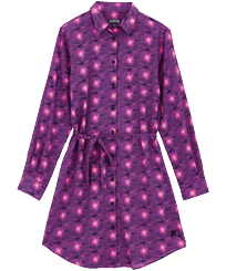 Robe Chemise en coton femme Hypno Shell Bleu marine vue de face