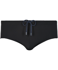 Bañador slip ajustado de color liso para hombre Negro vista frontal