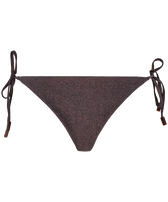 Women Side-Tie Bikini Bottoms Changeant Shiny Burgundy front view