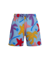 Boys Stretch Swim Shorts Spray Paint - VBQ x Palm Angels Blue smoke 正面穿戴视图