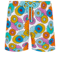 Men Swim Trunks Marguerites White front view
