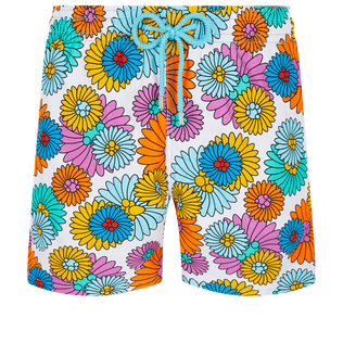 Men Swim Trunks Marguerites White front view