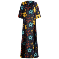 Women Silk Kaftan Blurred Navy front view