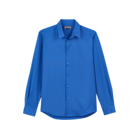 Men Wool Shirt Solid Blu mare vista frontale