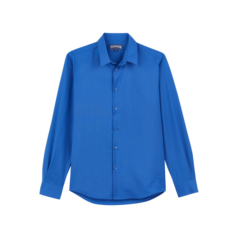 Vilebrequin Men Wool Shirt Solid - Cool - Blue - Size XXXL