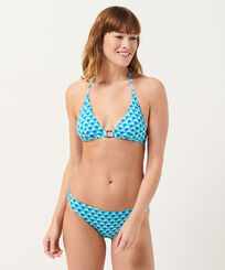 Braguita de bikini de talle medio con estampado Micro Waves para mujer Lazulii blue vista frontal desgastada