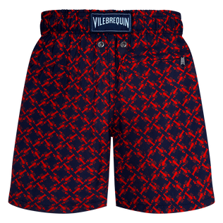 Boys Ultra-light and packable Swim trunks Homard Pixel Navy back view