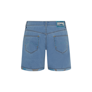 Men Denim Bermuda Shorts Starfish and Turtles Light denim w3 back view