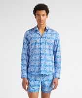 Men Cotton Voile Lightweight Shirt Tribal Turtles Palace front worn view