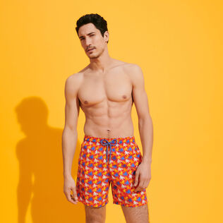 Men Swim Trunks Micro Poulpes Poppy red front worn view