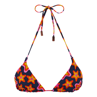 Mujer Tríangulo Estampado - Bikini de triángulo con estampado Stars Gift para mujer, Azul marino vista frontal