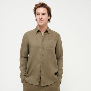 Camicia uomo in lino Natural Dye Scrub dettagli vista 3