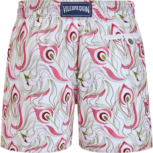 Men Swim Trunks Embroidered Camo Flowers - Limited Edition White back view