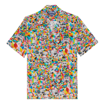 Camicia bowling uomo in lino Animals - Vilebrequin x Okuda San Miguel Multicolore vista frontale