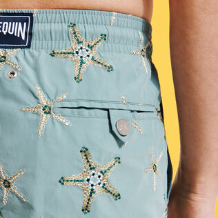 Men Swim Shorts Embroidered Starfish Dance - Limited Edition Mineral blue details view 3