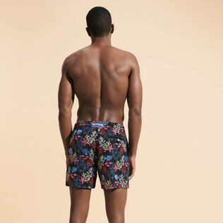 Men Swim Trunks Embroidered Fond Marins - Limited Edition Black back worn view
