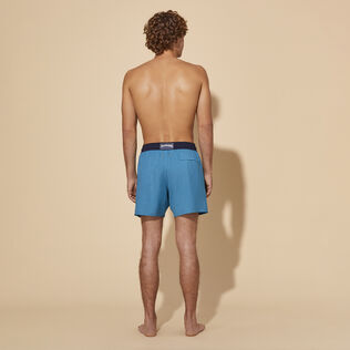 Men Wool Swim Shorts Super 120's Azure back worn view