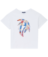 Camiseta de algodón orgánico con estampado Flowers in the Sky para niña Blanco vista frontal