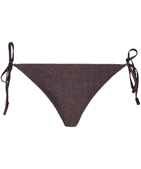 Women Bikini Bottom to be tied Changeant Shiny Burgundy front view
