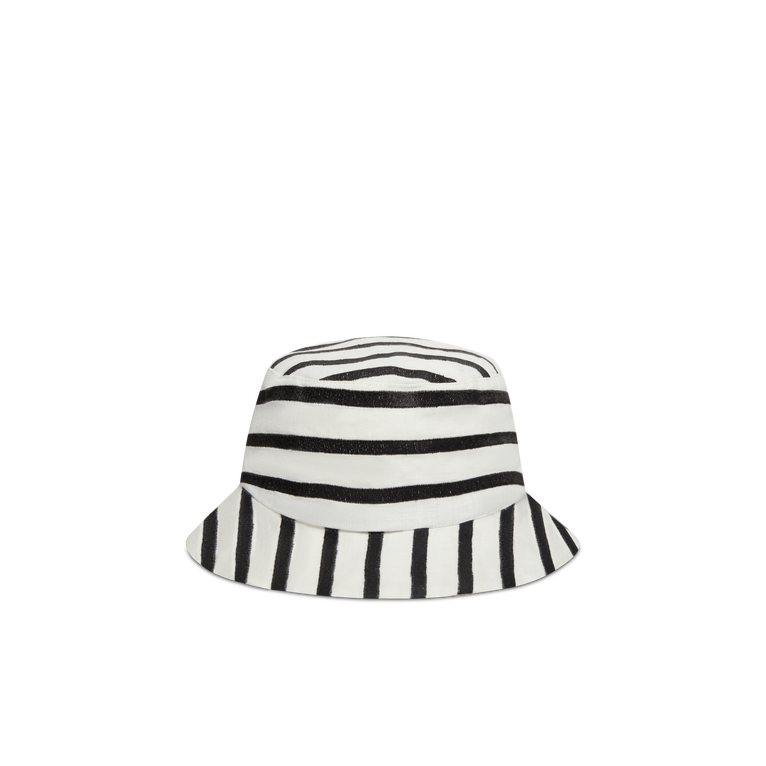 Unisex Linen Bucket Hat Rayures - Boheme - White - Size XS/S - Vilebrequin