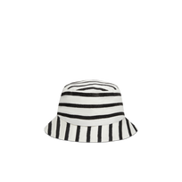 Unisex Linen Bucket Hat Rayures White front view