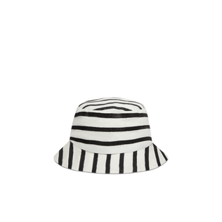 中性 Micro Ronde des Tortues Rayée 亚麻渔夫帽 White 正面图
