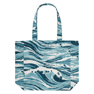 Bolso de playa de algodón unisex con estampado Wave - Vilebrequin x Maison Kitsuné Azul vista trasera