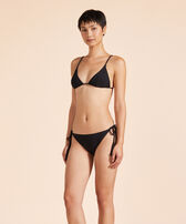 Women Rope Triangle Bikini Top Tresses Black front worn view