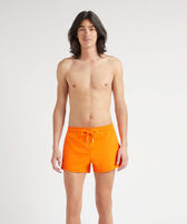 Men Short Swim Shorts Jacquard Turtles Apricot front worn view
