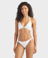 Top bikini donna all'americana Strass Bianco vista frontale indossata