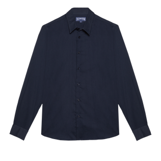Cotton Voile Lightweight Shirt Solid Navy front view