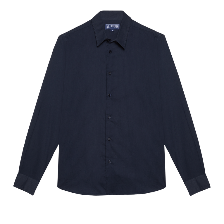 Unisex Cotton Voile Lightweight Shirt Solid - Caracal - Blue - Size M - Vilebrequin