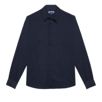 Chemise légère en voile de coton unisexe unie Bleu marine vue de face