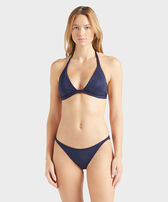 Top bikini donna all'americana Strass Blu marine vista frontale indossata
