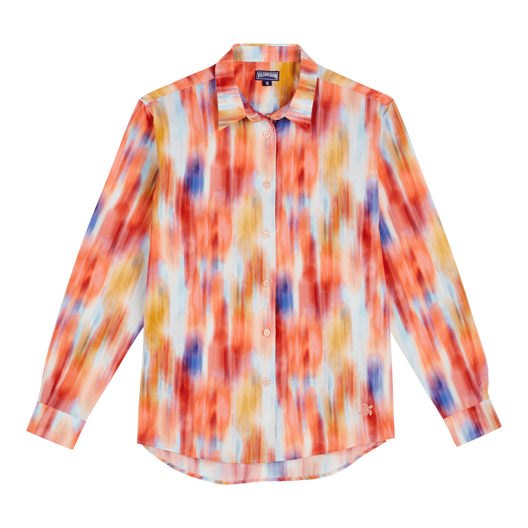 Women Cotton And Silk Shirt Ikat Flowers - Camisa - Fondoir - Multi