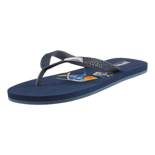 Chanclas de playa con estampado Piranhas para hombre Azul marino vista trasera
