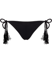 Mini slip bikini donna in corda Tresses Nero vista frontale